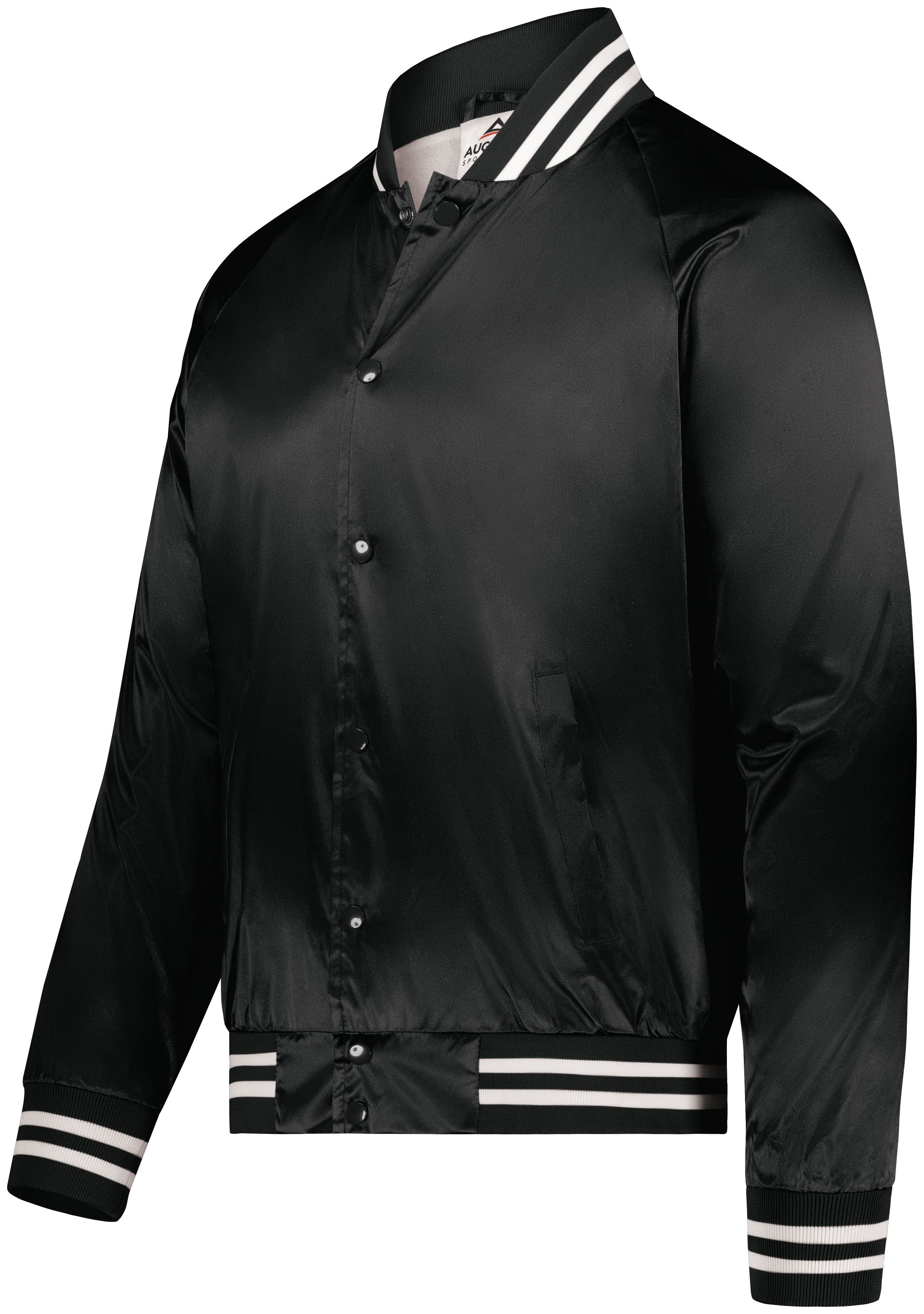 Satin Baseball Jacket/Striped Trim
