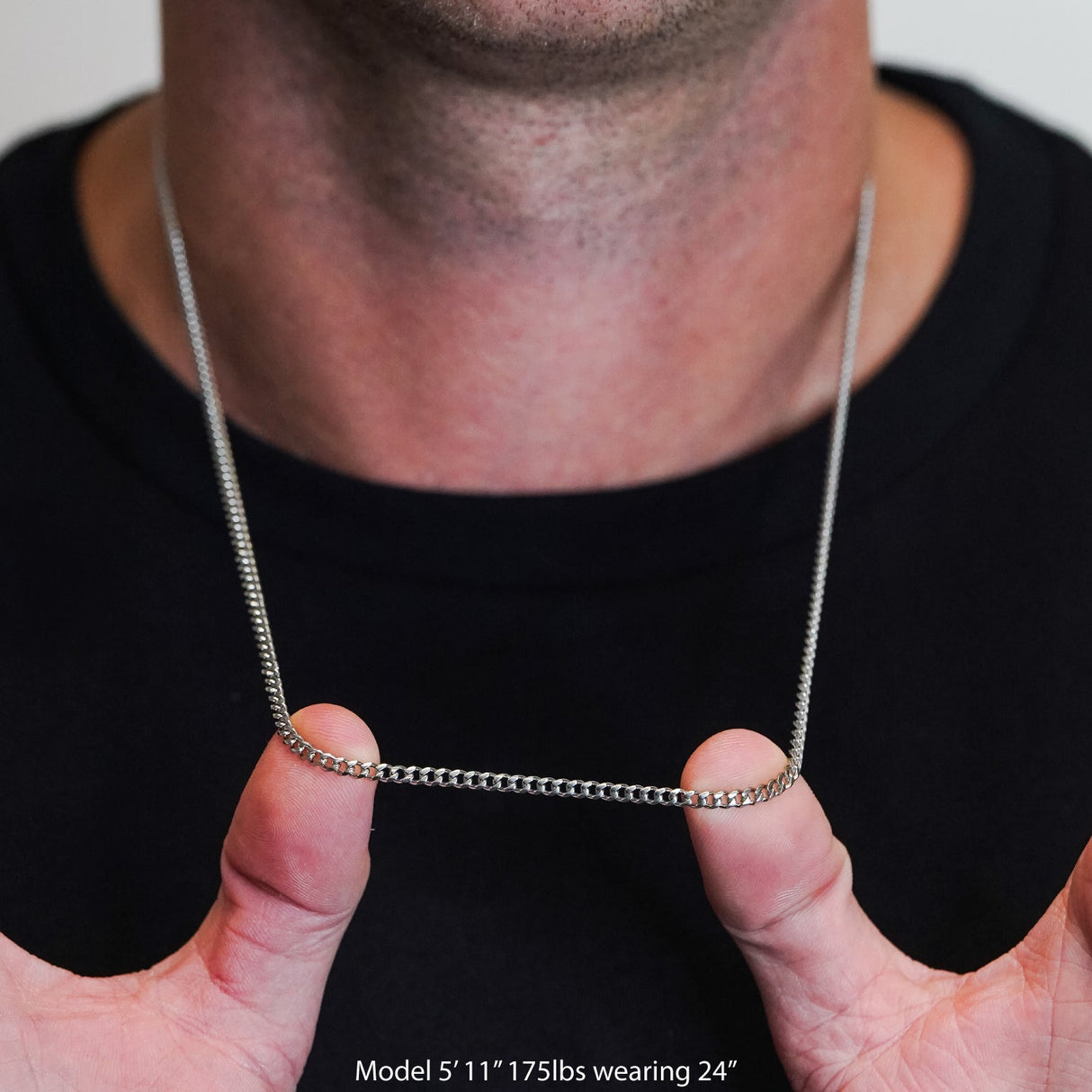 3mm Cuban Link Chain Necklace - Stainless Steel