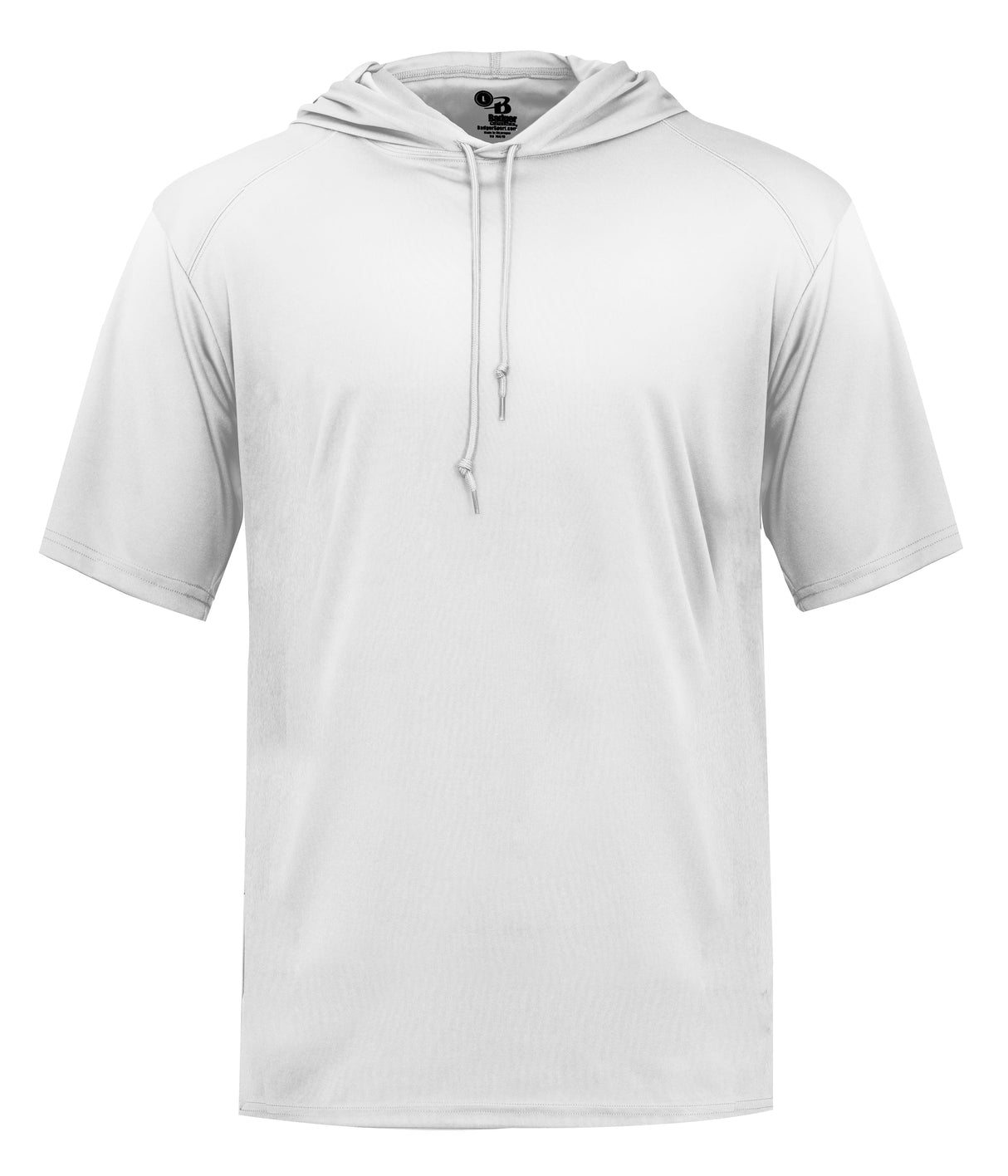 White short-sleeve hoodie on a white background