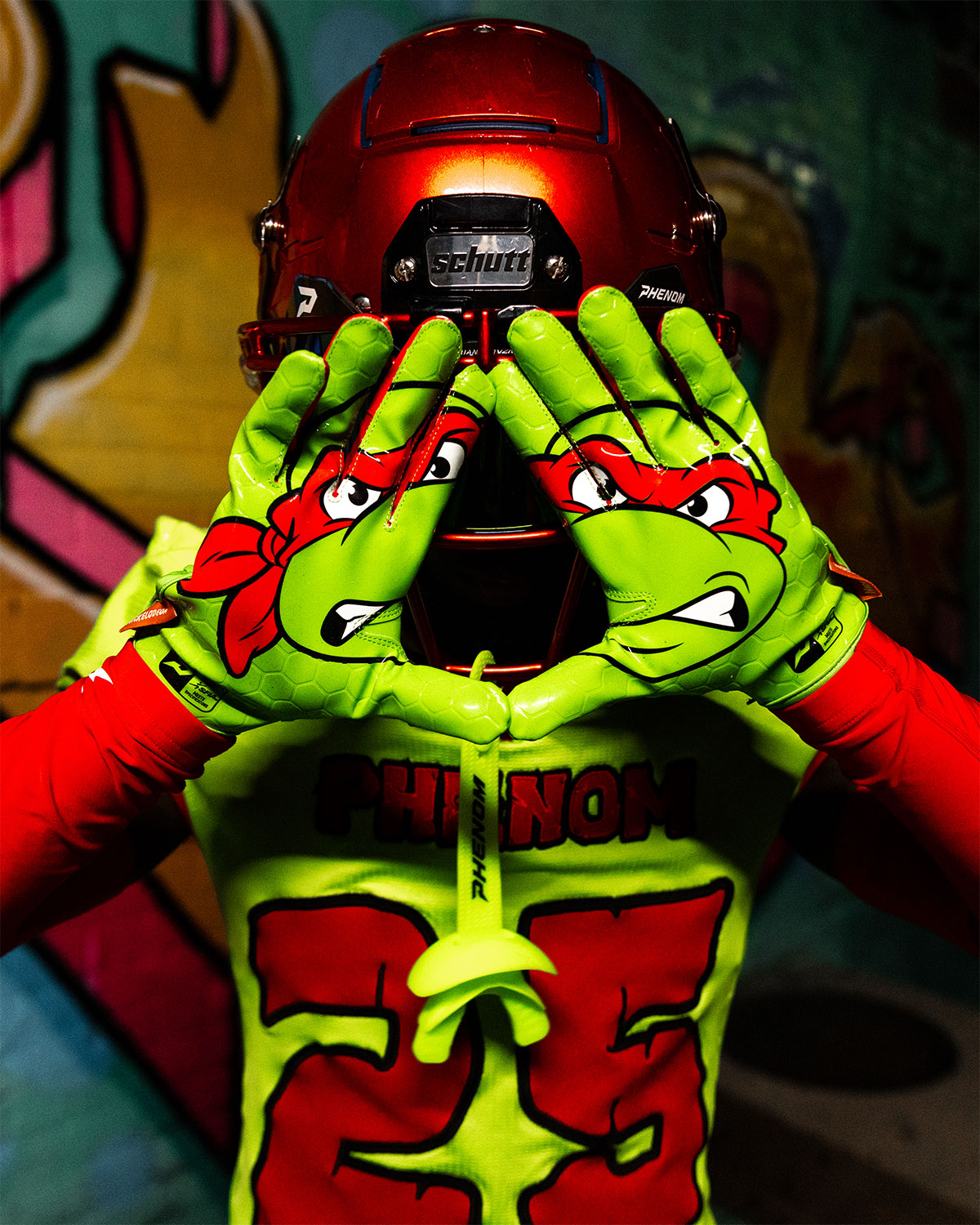 Ninja Turtles: Raphael Football Gloves – VPS5 by Phenom Elite