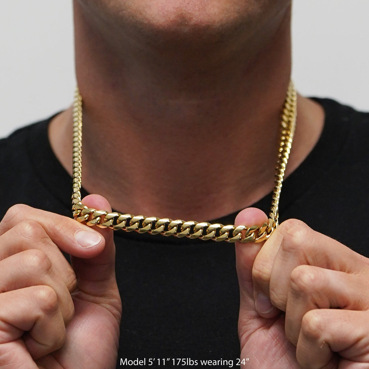 9mm Cuban Link Chain Necklace - 14K Gold Plated Stainless Steel