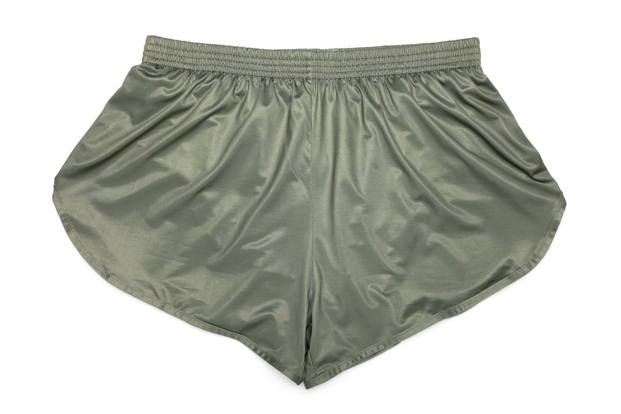 Green shorts with a white background