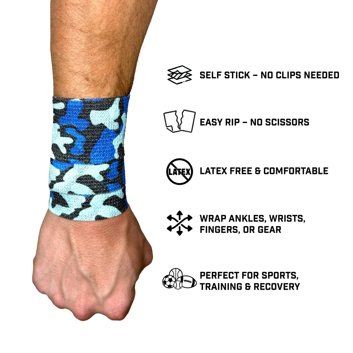 Blue Camo Self Stick Athletic Tape - Pro Game Sports
