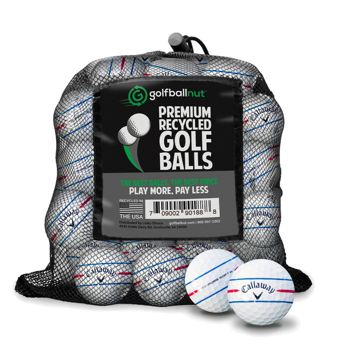 Used Callaway Chrome Soft 360 Triple Track Golf Balls - Dozen & Mesh Bags