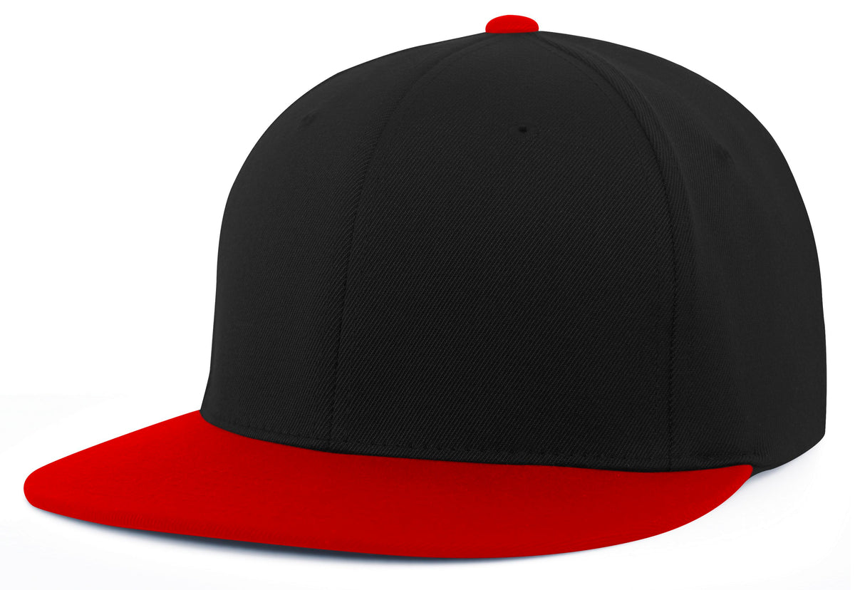 Black and red cap on a white background