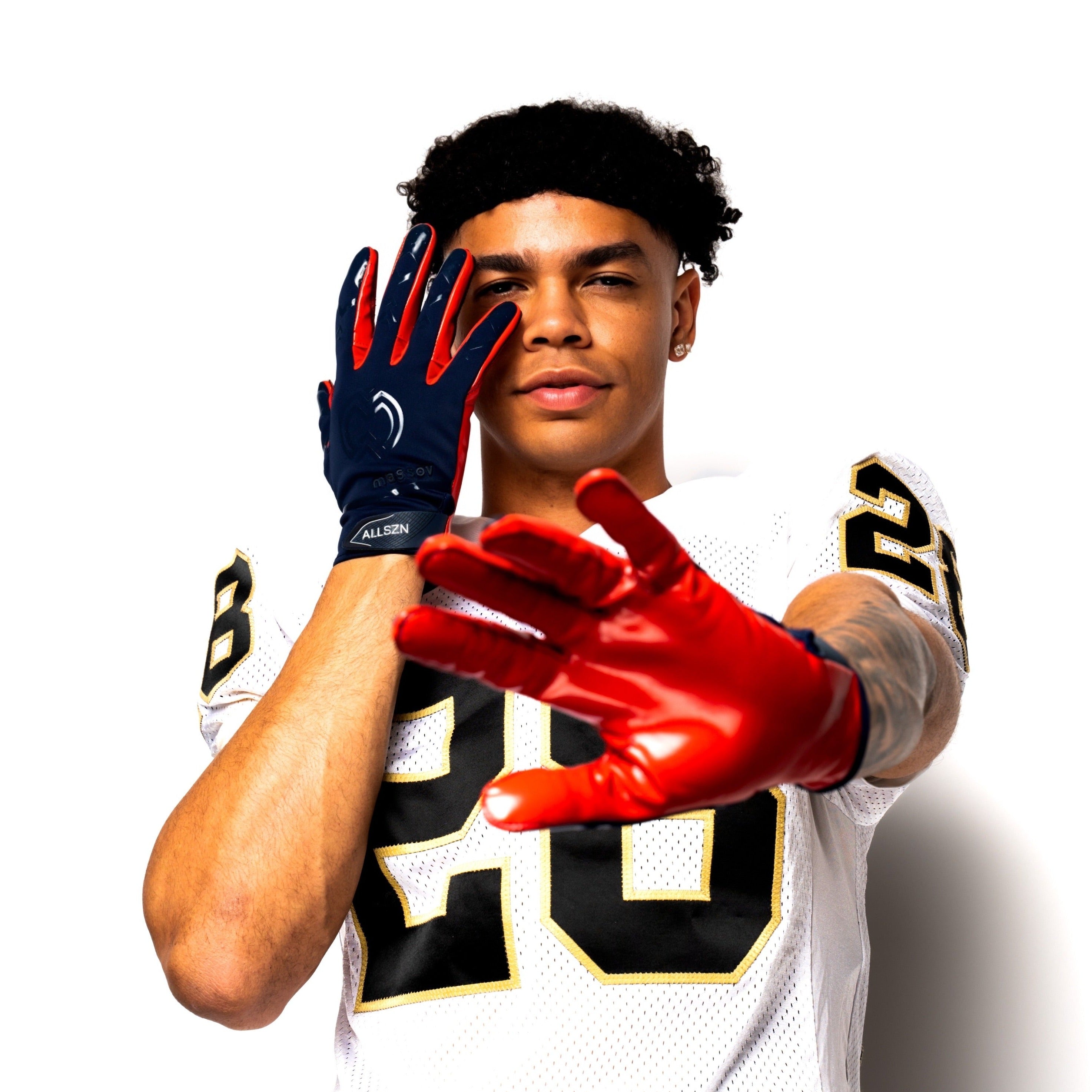Navy/Red ALLSZN Receiver Gloves