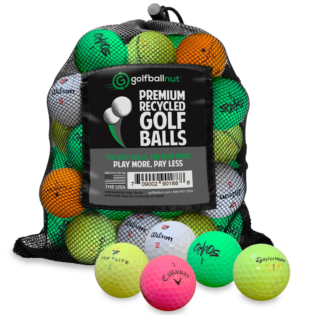 Used Golf Ball Starter Bundle - Assorted Models | Includes 100 Pride Professional Wooden Tees, Ball Brush and Reusable Mesh Bag - 24 Count