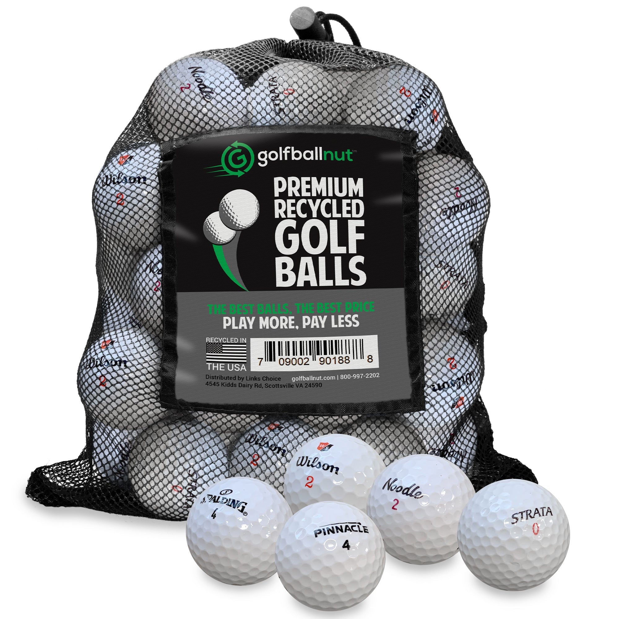 Used Golf Ball Starter Bundle - Assorted Models | Includes 100 Pride Professional Wooden Tees, Ball Brush and Reusable Mesh Bag - 24 Count