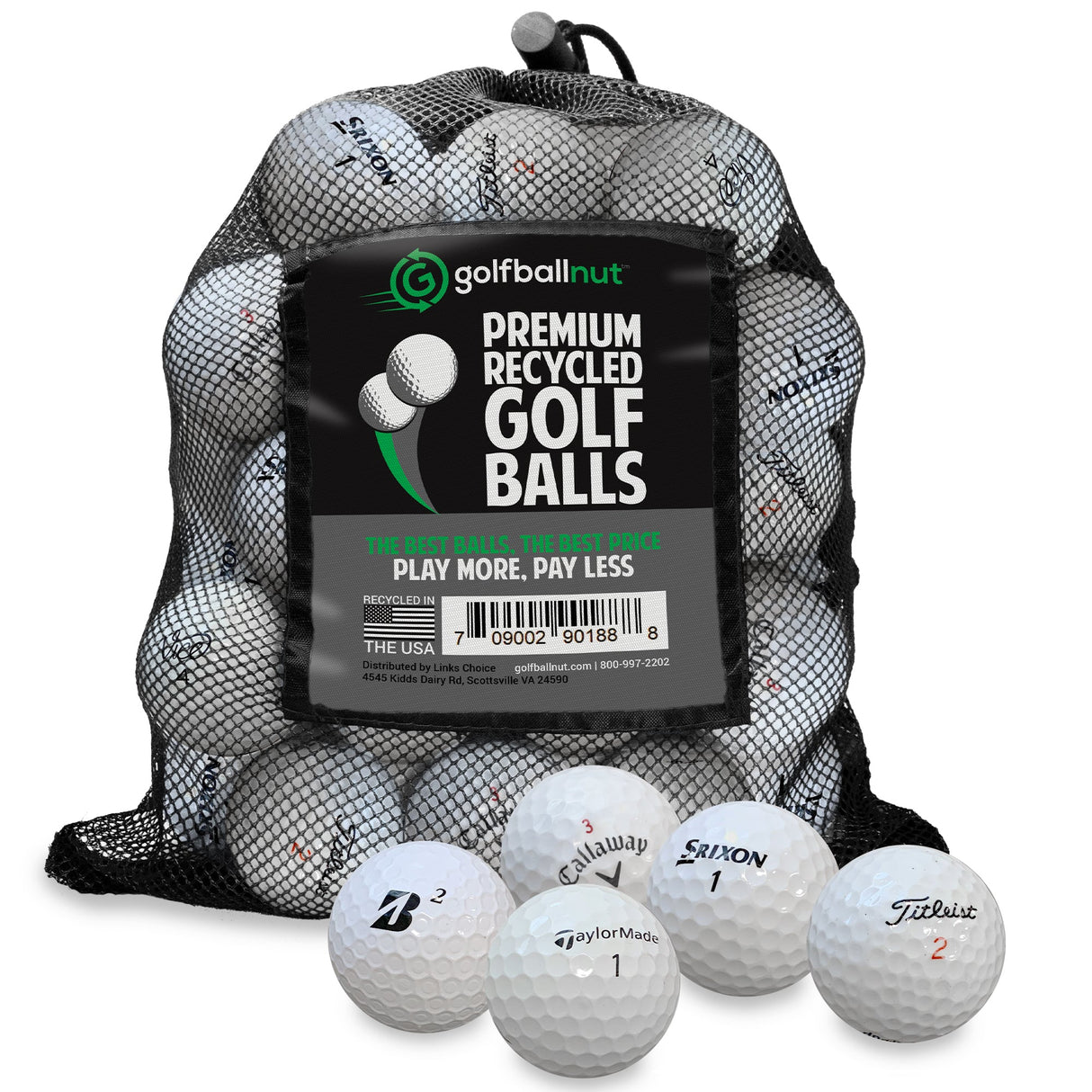 Used Golf Ball Starter Bundle - Assorted Models | Includes 100 Pride Professional Wooden Tees, Ball Brush and Reusable Mesh Bag - 24 Count