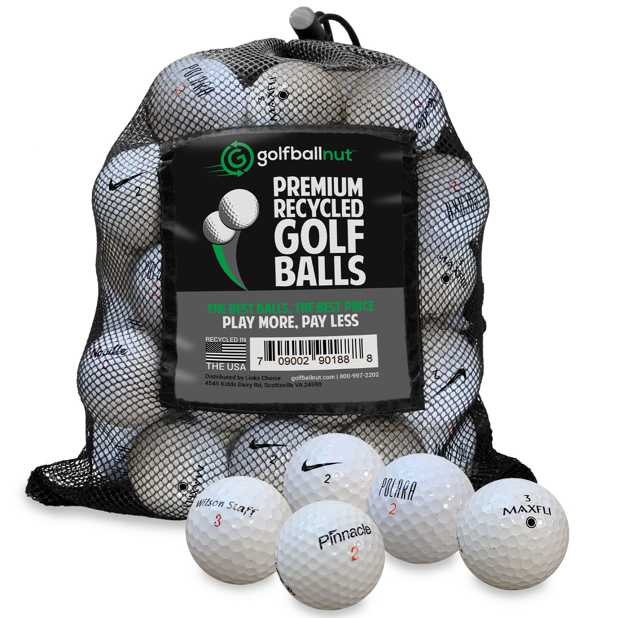 Used Golf Ball Starter Bundle - Assorted Models | Includes 100 Pride Professional Wooden Tees, Ball Brush and Reusable Mesh Bag - 24 Count