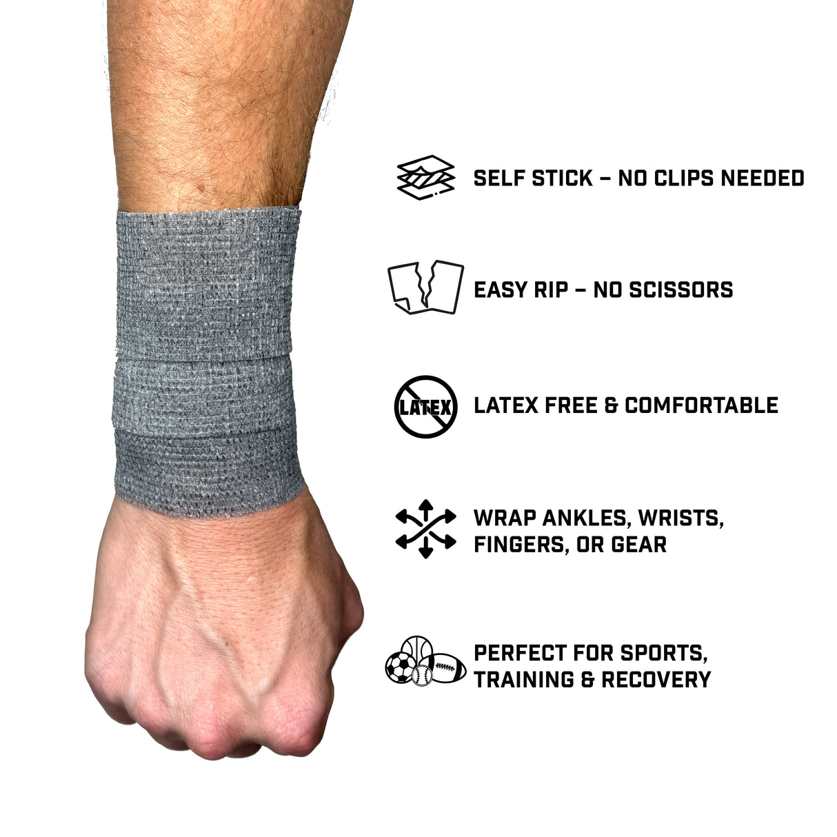 Grey Self Stick Athletic Tape - Pro Game Sports