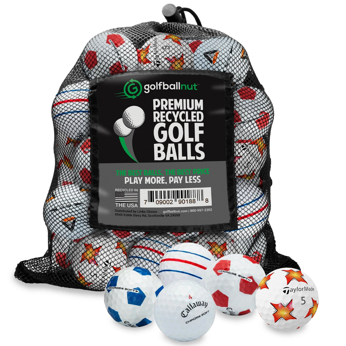 Recycled Mix of Assorted Callaway & TaylorMade Logo & Stripe Balls – 48 Count