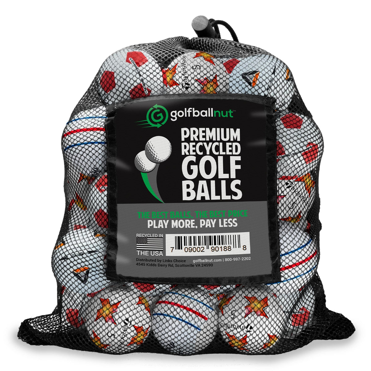 Recycled Mix of Assorted Callaway & TaylorMade Logo & Stripe Balls – 48 Count