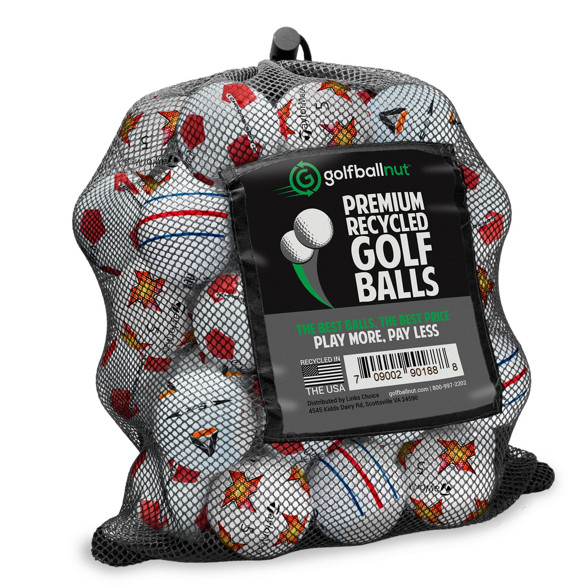 Recycled Mix of Assorted Callaway & TaylorMade Logo & Stripe Balls – 48 Count
