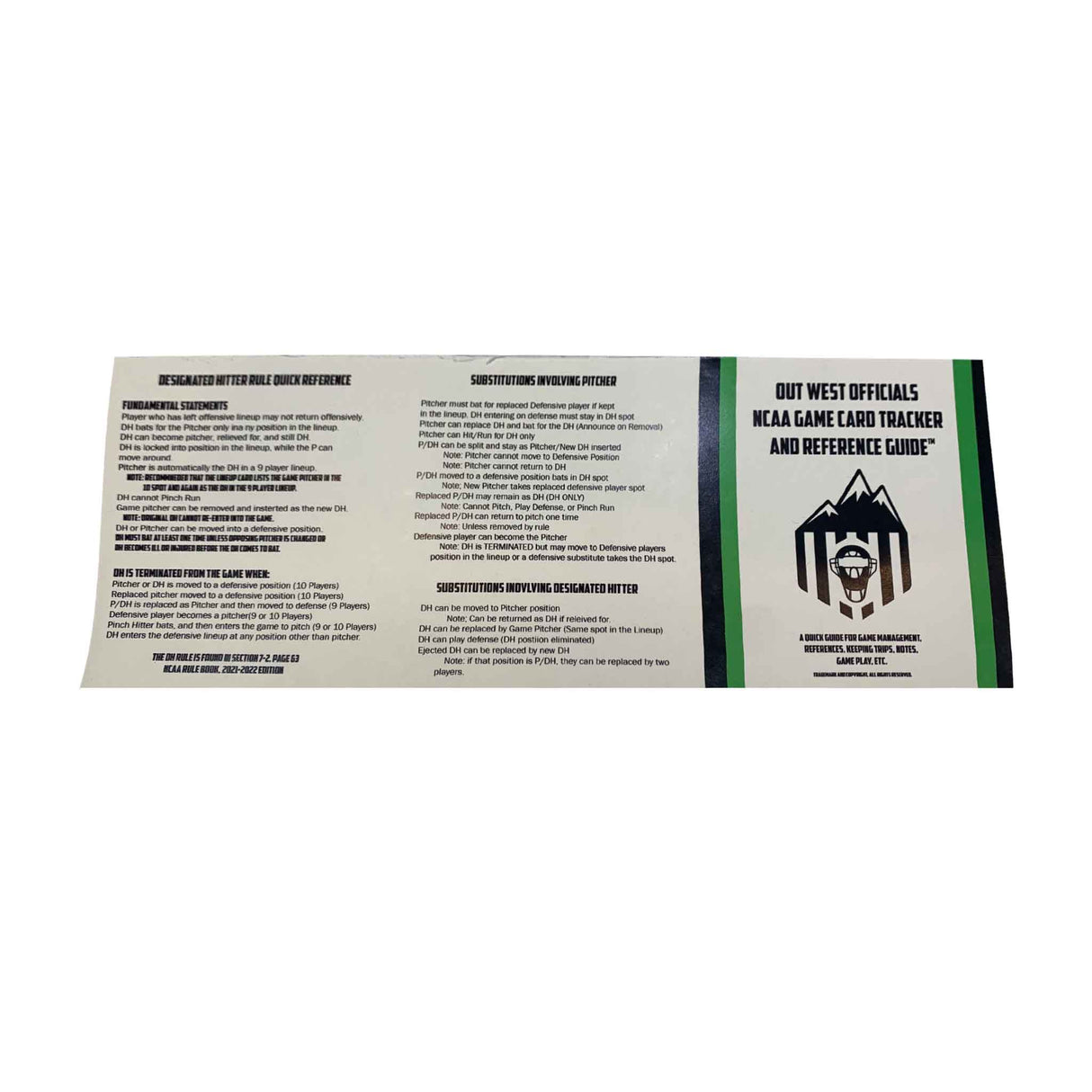 Out West Officials Game Card Tracker and Reference Guide™ - Pro Game Sports