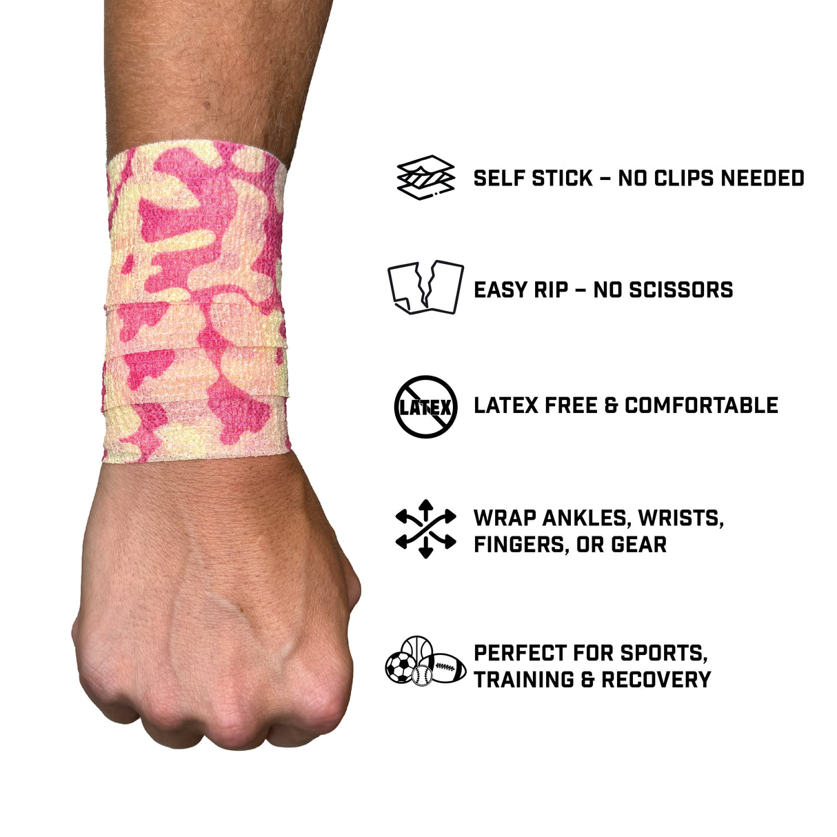 Pink Camo Self Stick Athletic Tape - Pro Game Sports