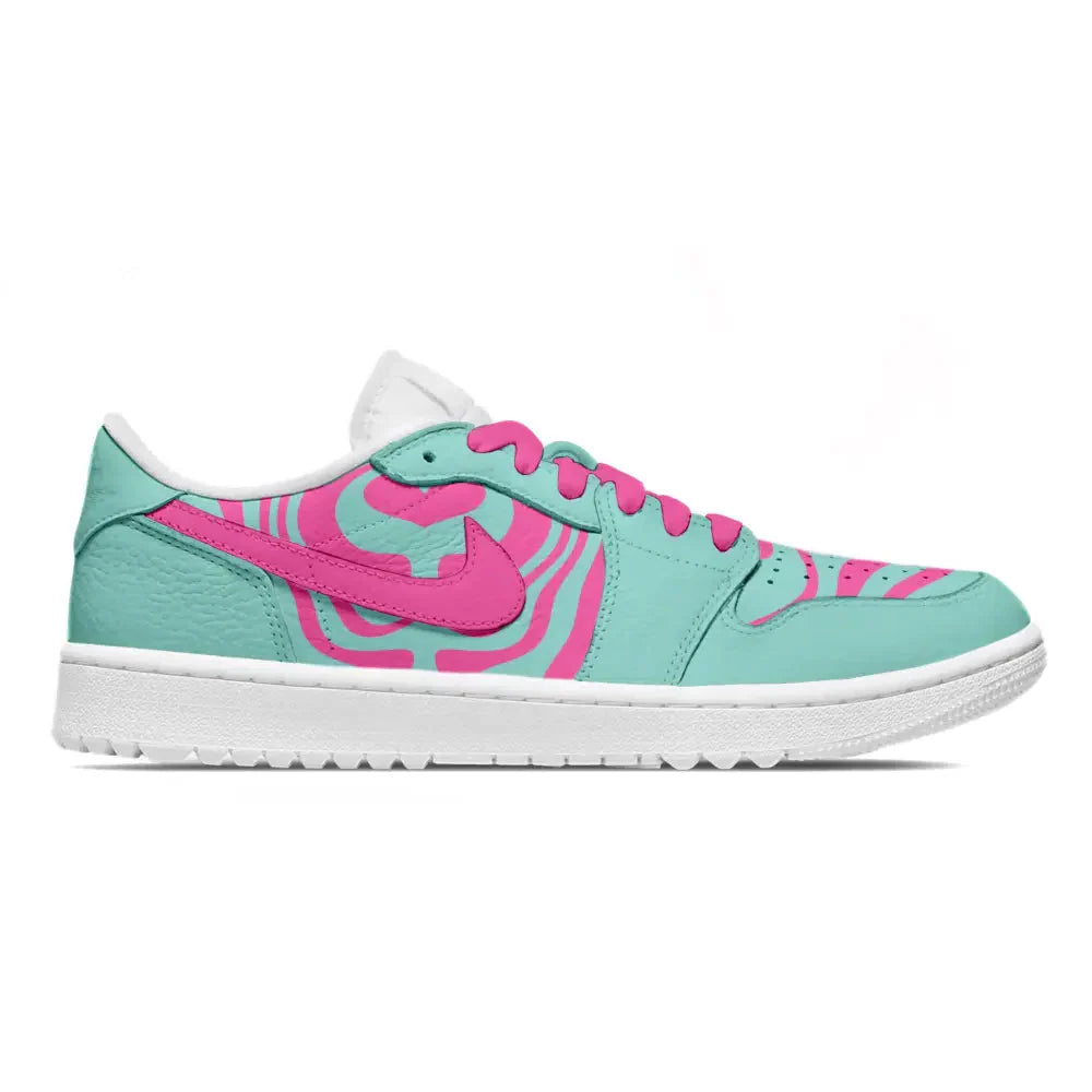 "Aqua Abstract" Jordan 1 Golf Shoes
