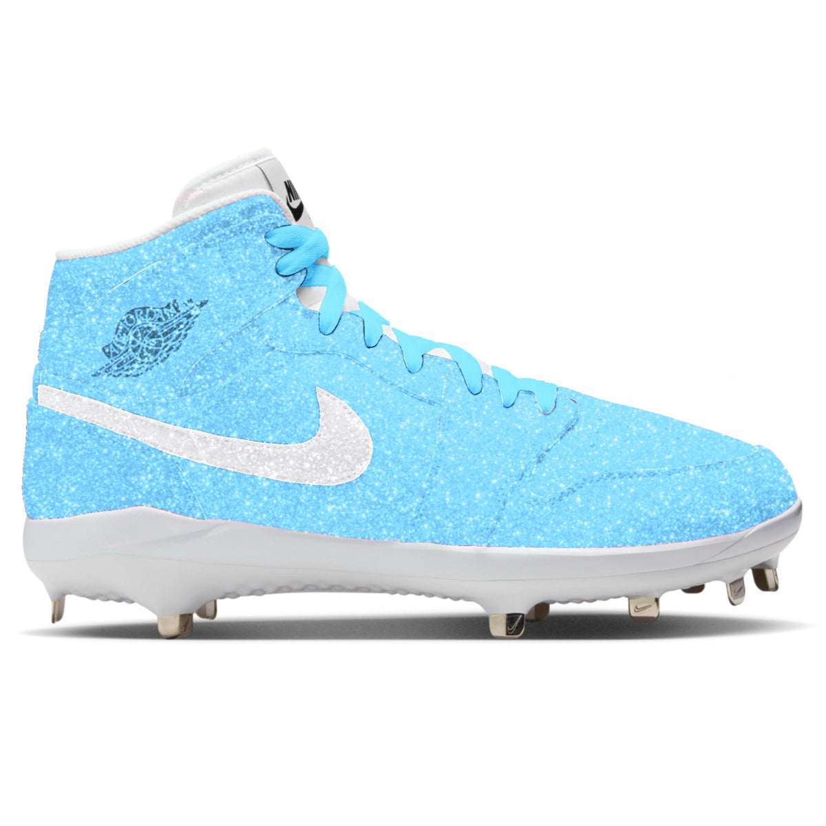 "Baby Blue Glitter" Jordan 1 Retro Cleats