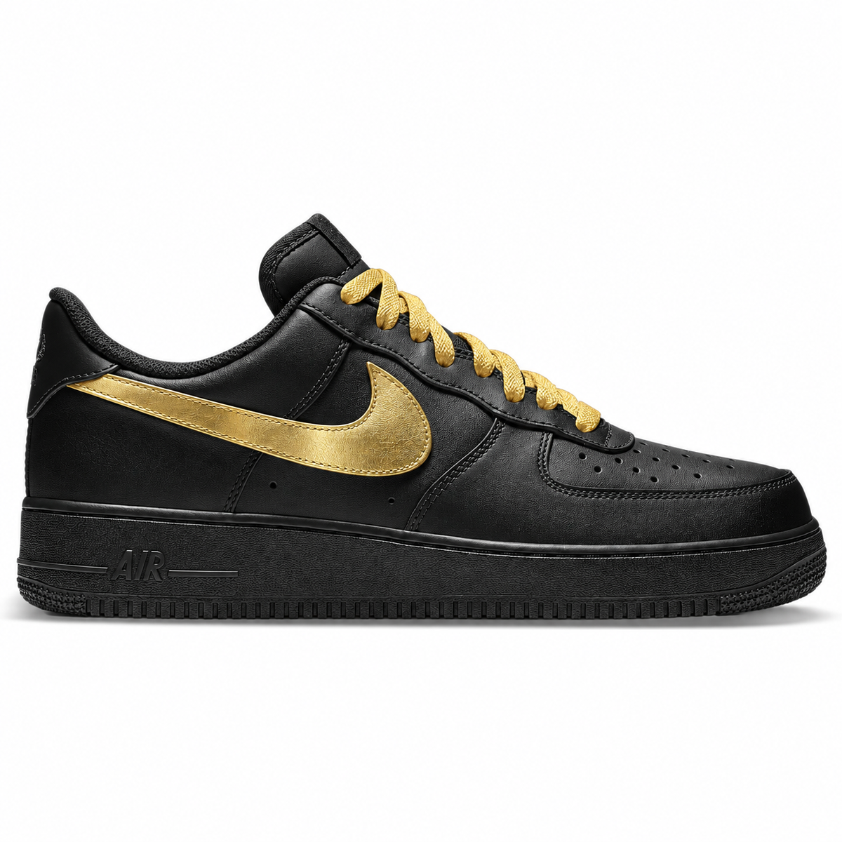 "Black & Gold" Nike Air Force 1 Low Shoes