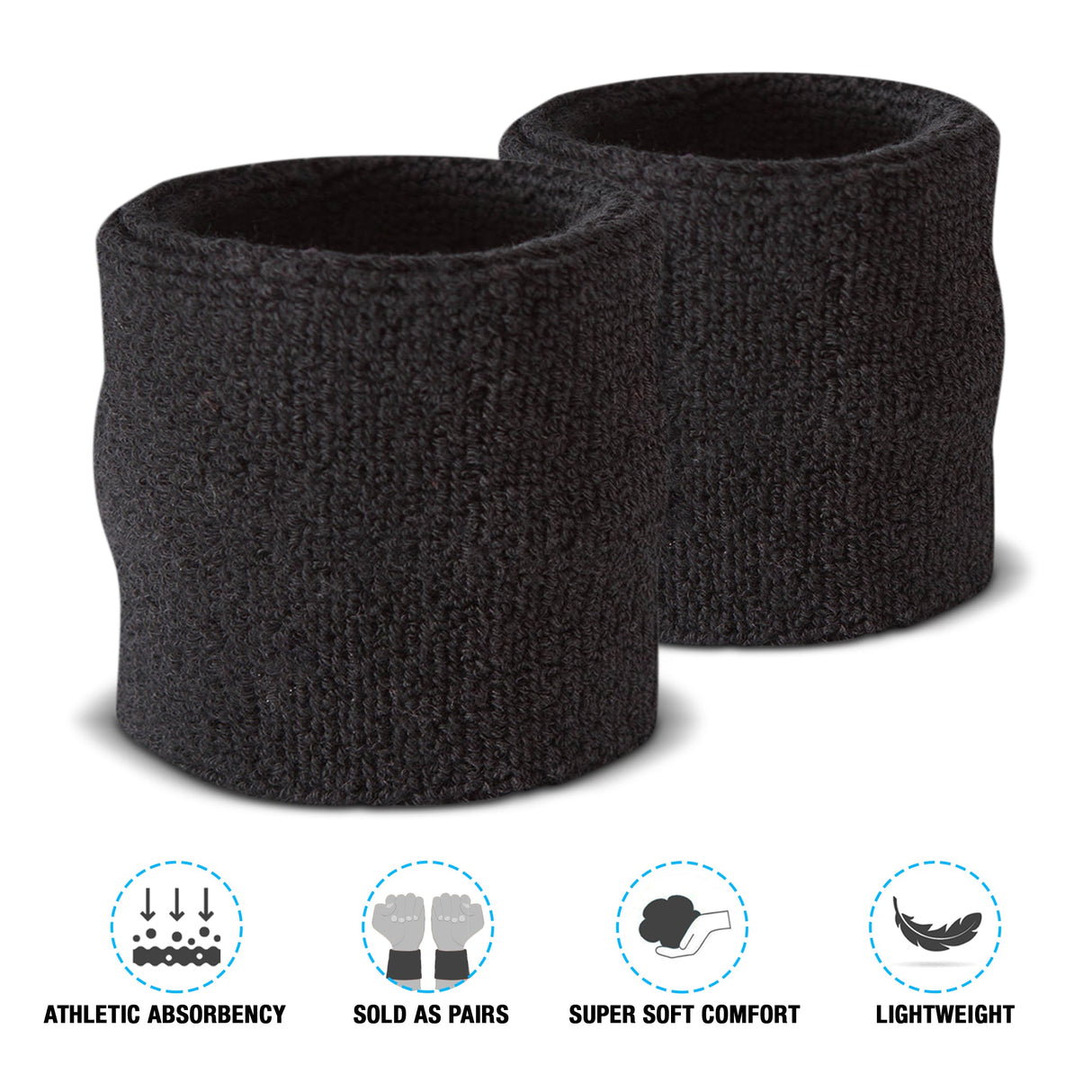 Premium Terry Cloth Cotton Wristband Pair - Pro Game Sports