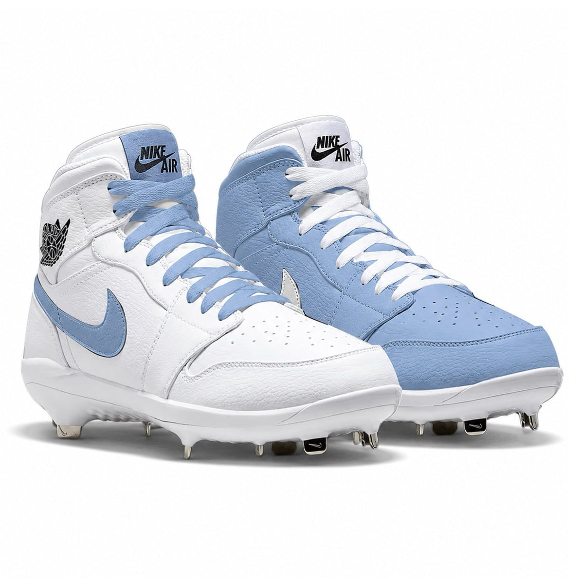 "Carolina Mismatch" Jordan 1 Retro Cleats
