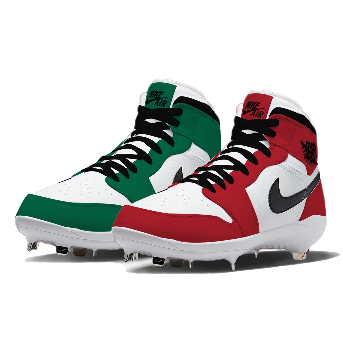 "Christmas Mismatch" Jordan 1 Retro Cleats