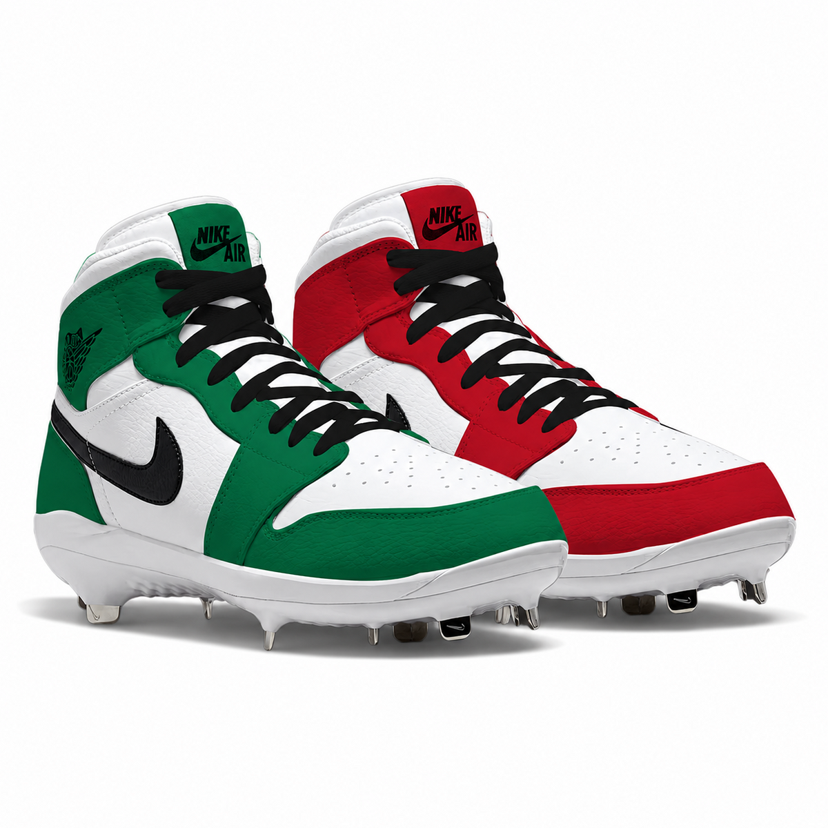 "Christmas Mismatch" Jordan 1 Retro Cleats