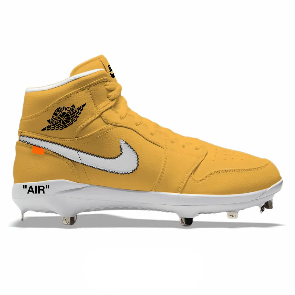 "Golden Yellow Force OW" Jordan 1 Retro Cleats