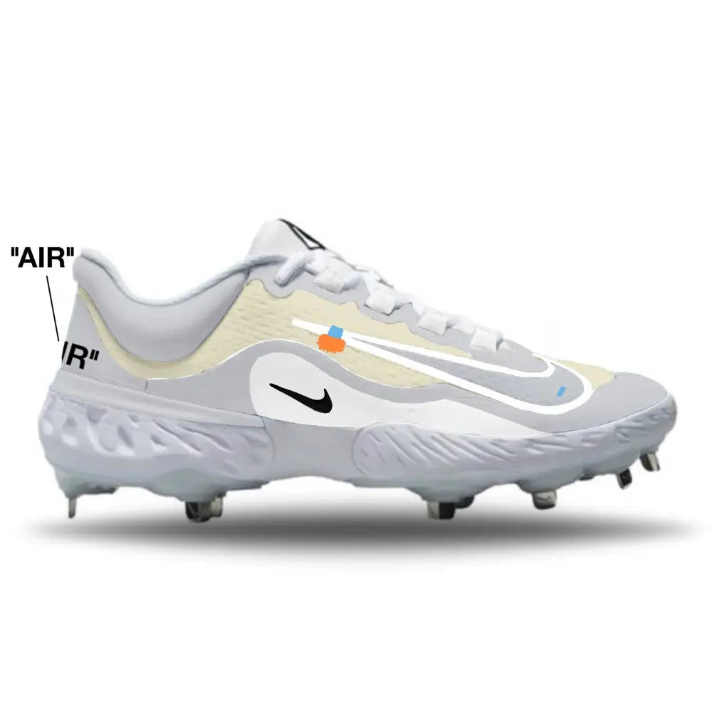 "Grey Smoke OW" Nike Alpha Huarache Elite 4 Low Cleats