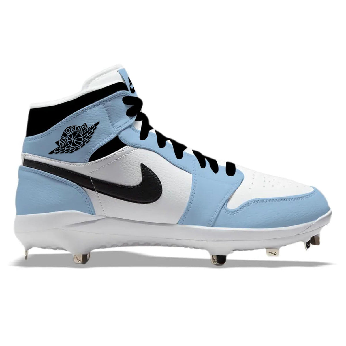 "University Blue" Jordan 1 Retro Cleats - Size 9 Mid Top MCS
