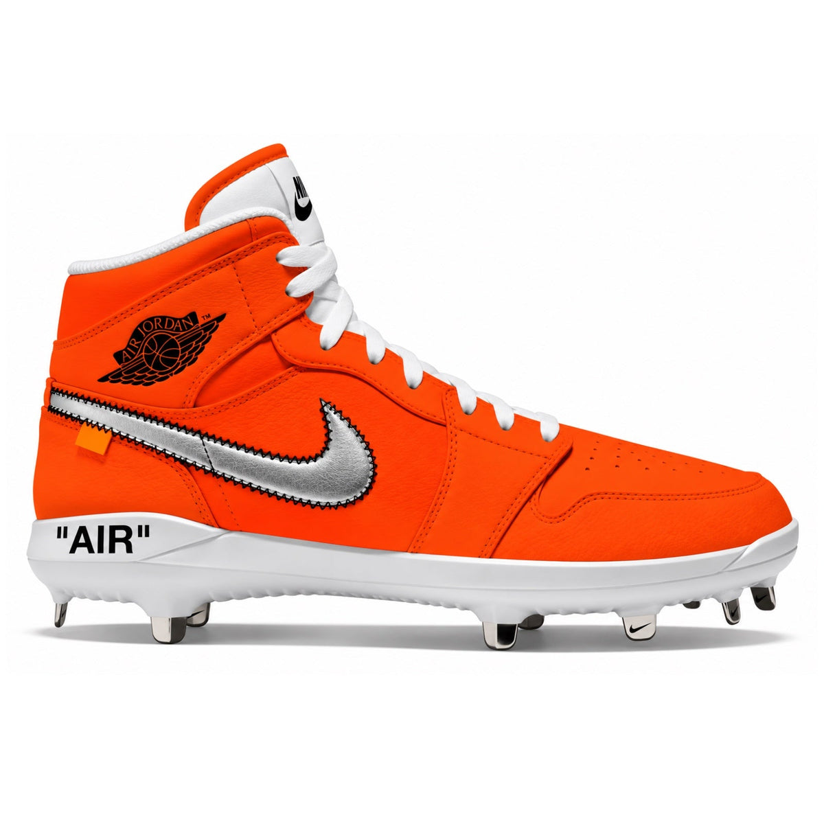 "Orange Force OW" Jordan 1 Retro Cleats