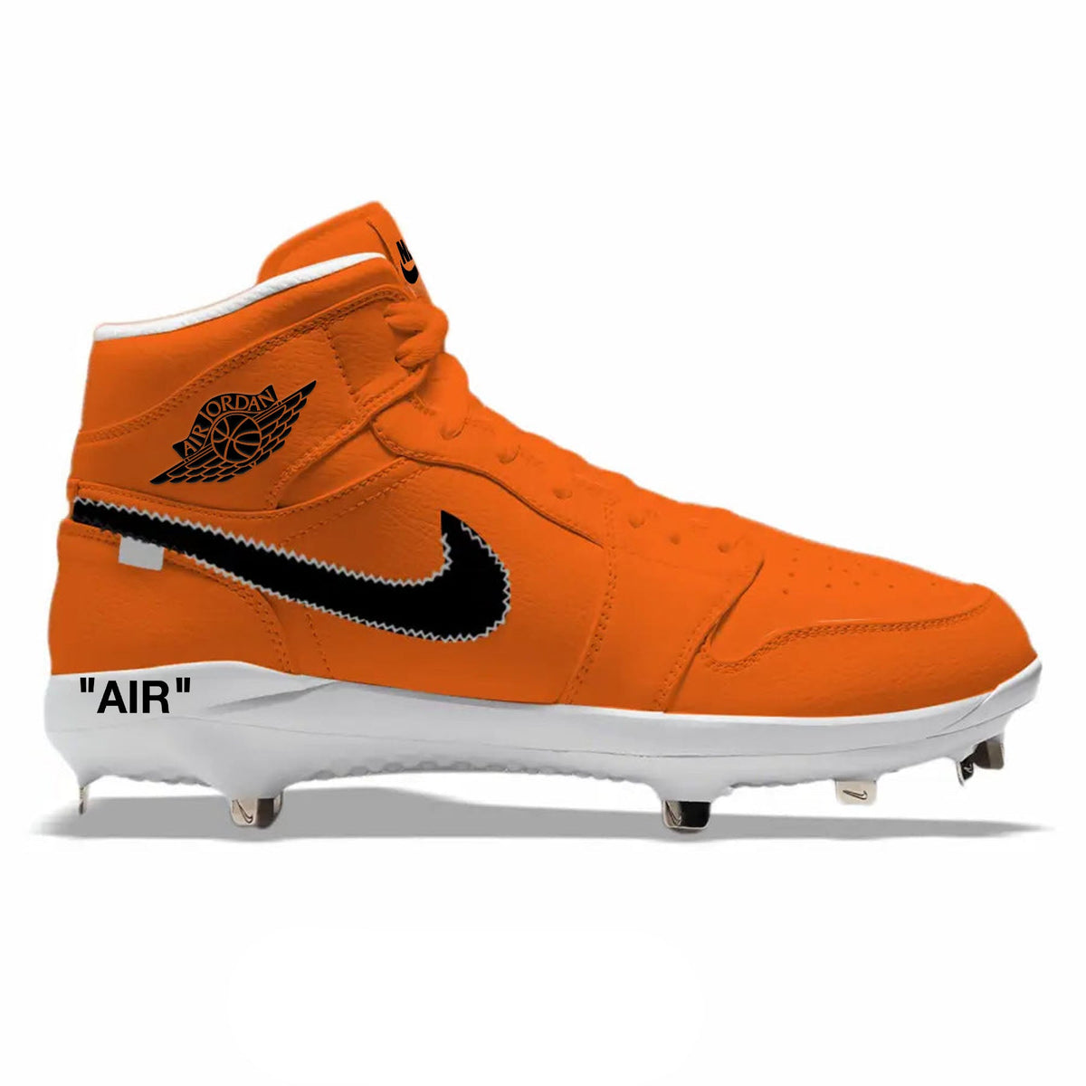 "Orange Force OW" Jordan 1 Retro Cleats