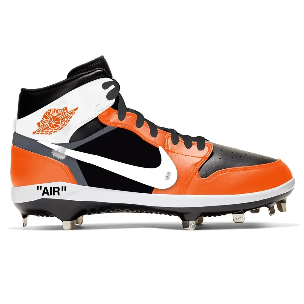"Orange OW" Jordan 1 Retro Cleats