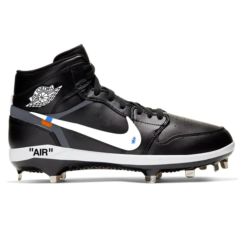 "OW Black" Jordan 1 Retro Cleats