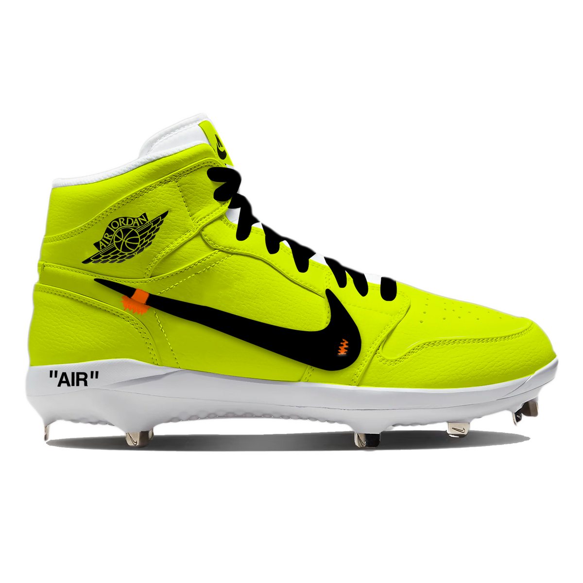 "OW Volt" Jordan 1 Retro Cleats