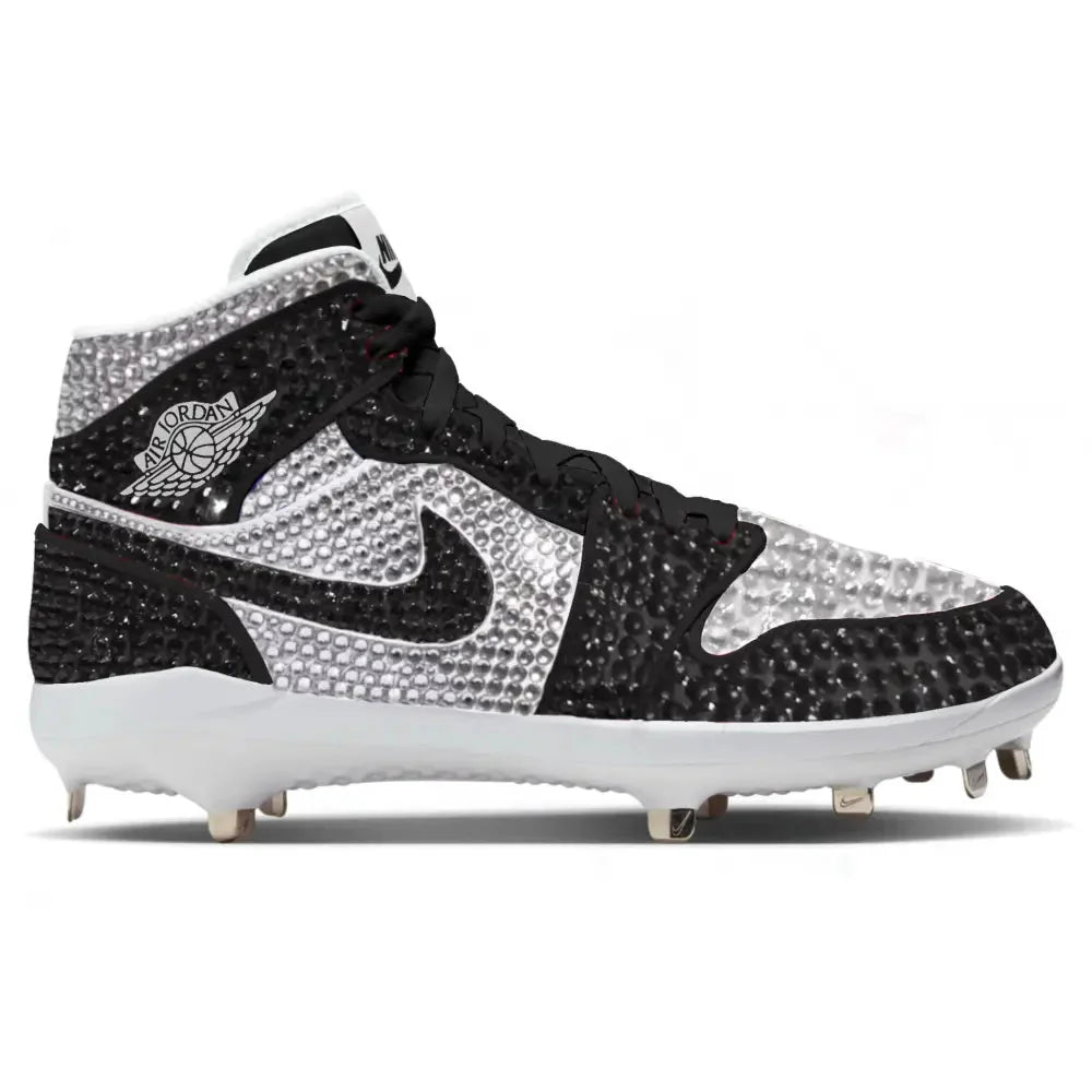 "Panda Crystals" Jordan 1 Retro Cleats