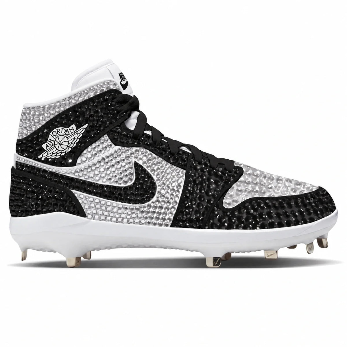 "Panda Crystals" Jordan 1 Retro Cleats
