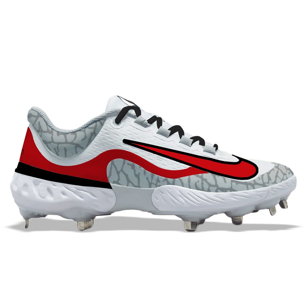 "Red Concrete" Nike Alpha Huarache Elite 4 Low Cleats
