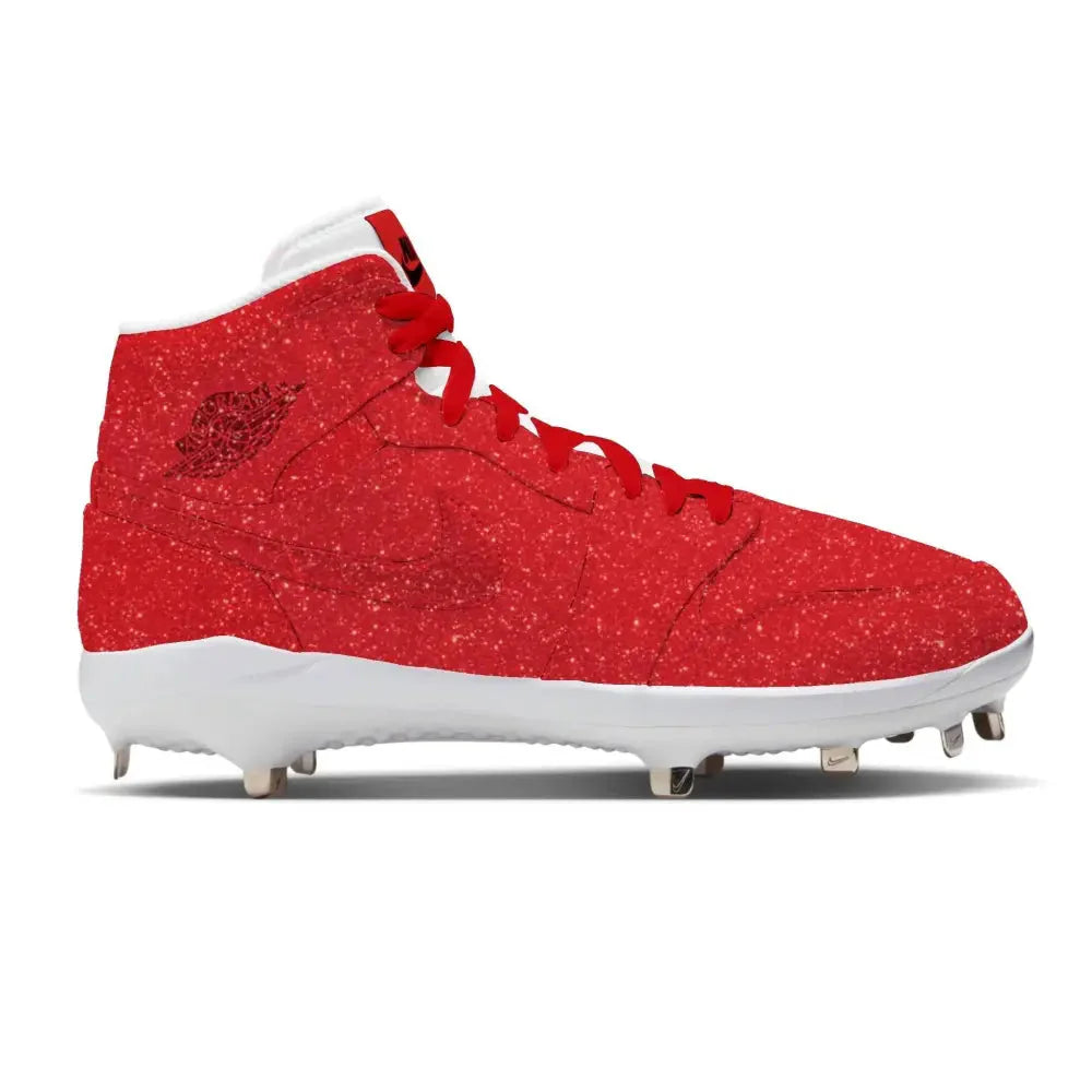 "Red Glitter" Jordan 1 Retro Cleats