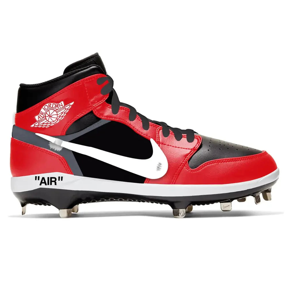 "Red OW" Jordan 1 Retro Cleats