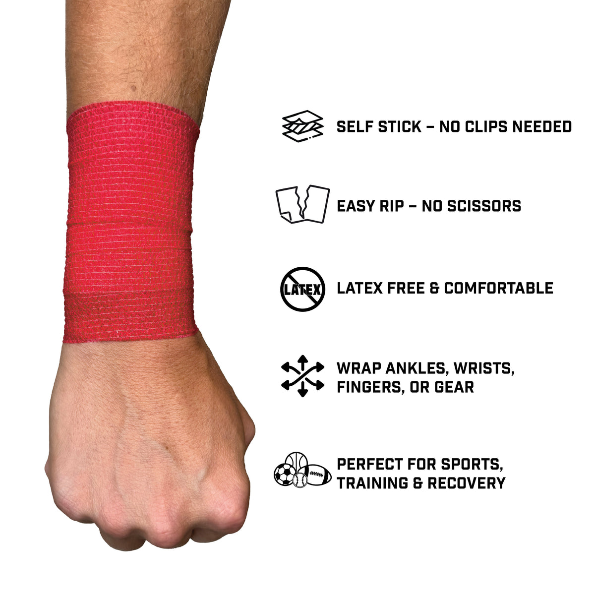 Red Self Stick Athletic Tape - Pro Game Sports