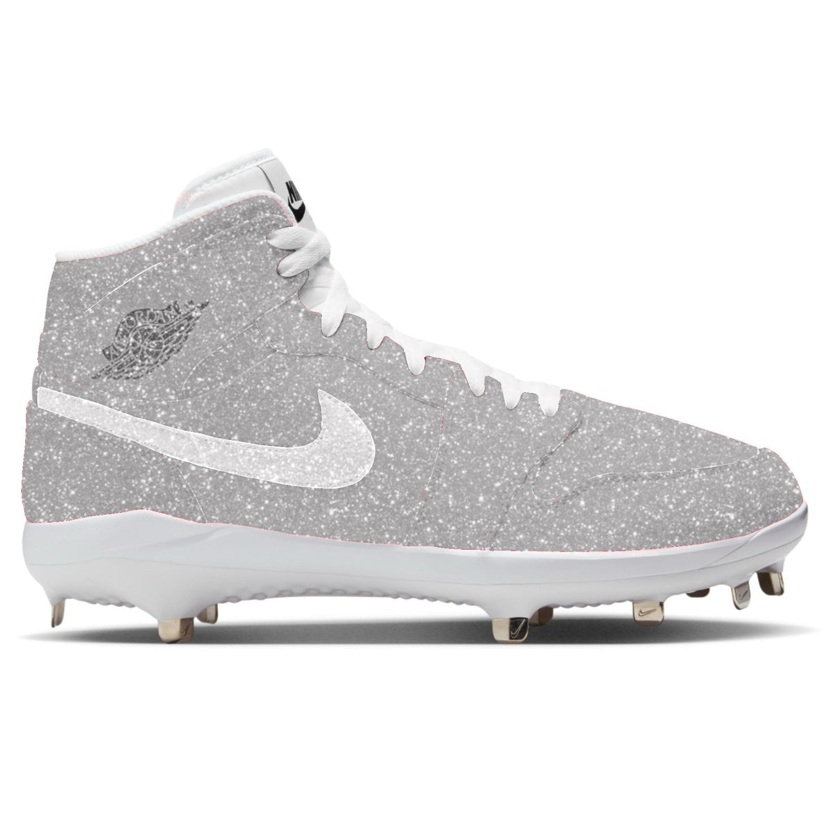 "Silver Glitter" Jordan 1 Retro Cleats