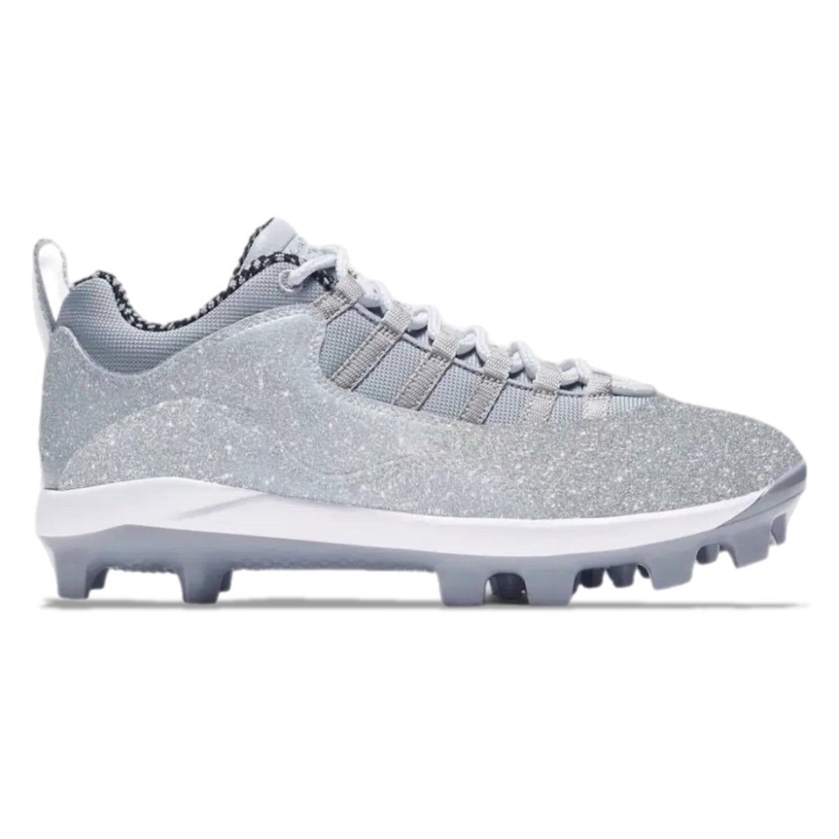 "Silver Glitter” Jordan 10 MCS Low Baseball Cleats