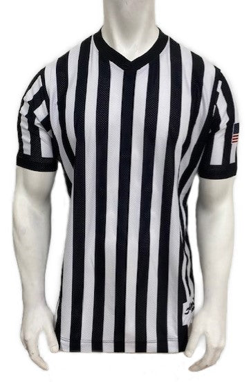 Honig's Pro-Stretch V-Neck Basketball Officials Shirt Sublimated American Flag on Left Sleeve