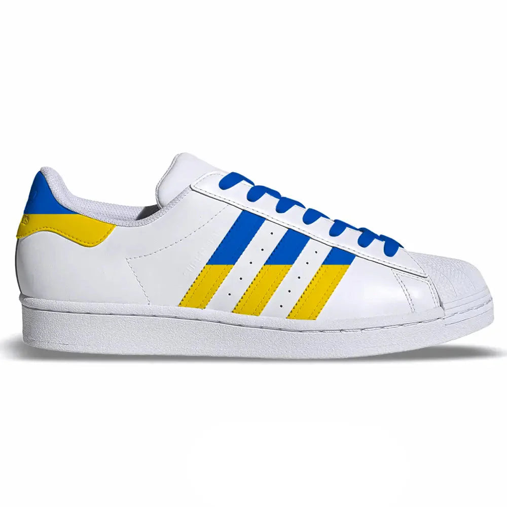 "Ukraine Strong" Adidas Superstar Shoes - Size 9.5 Men's