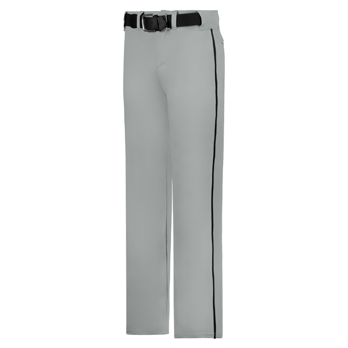 Gray pants with a black belt on a white background