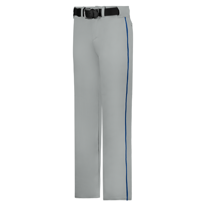 Gray pants with a blue stripe on a white background