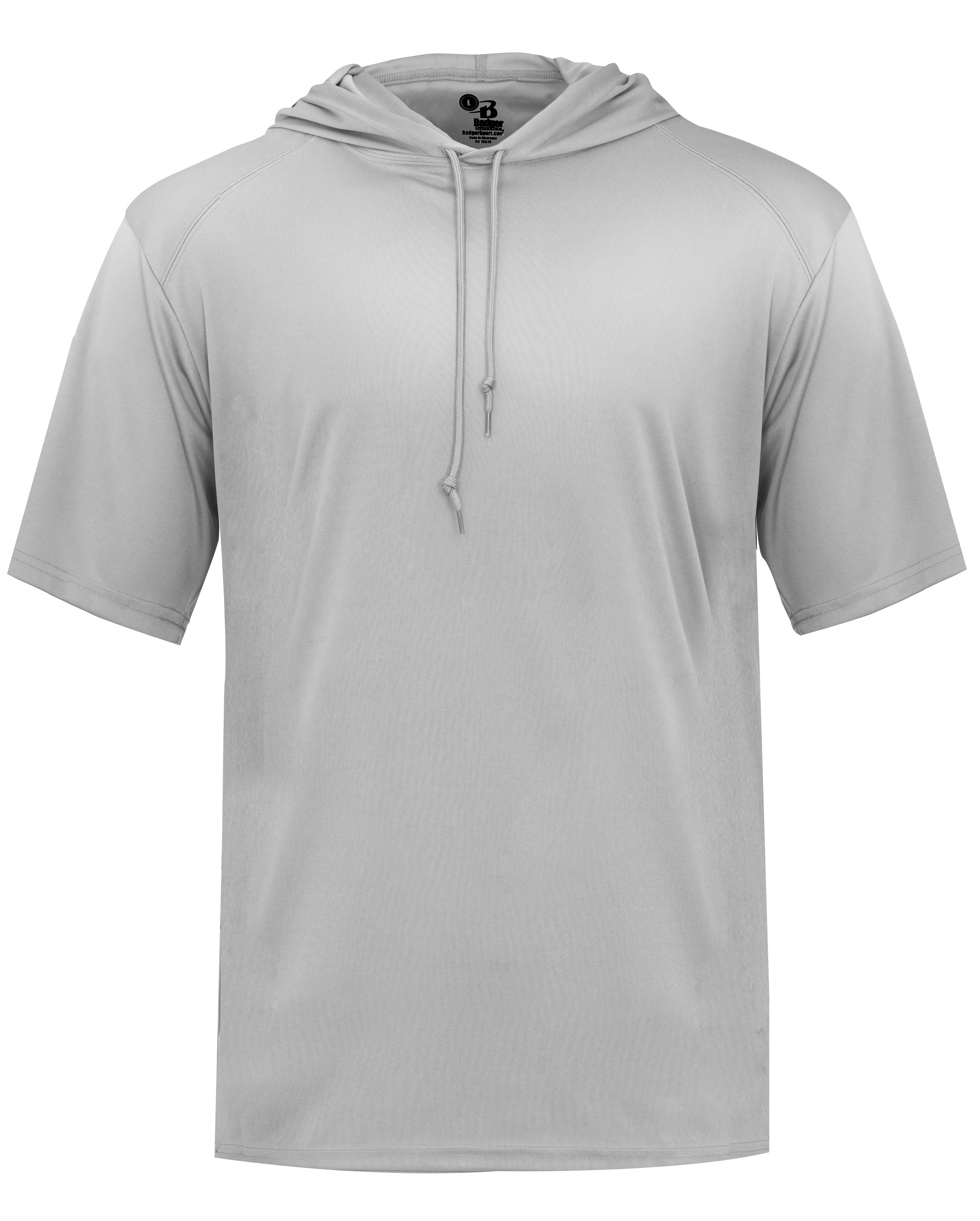 Gray short-sleeve hoodie on a white background