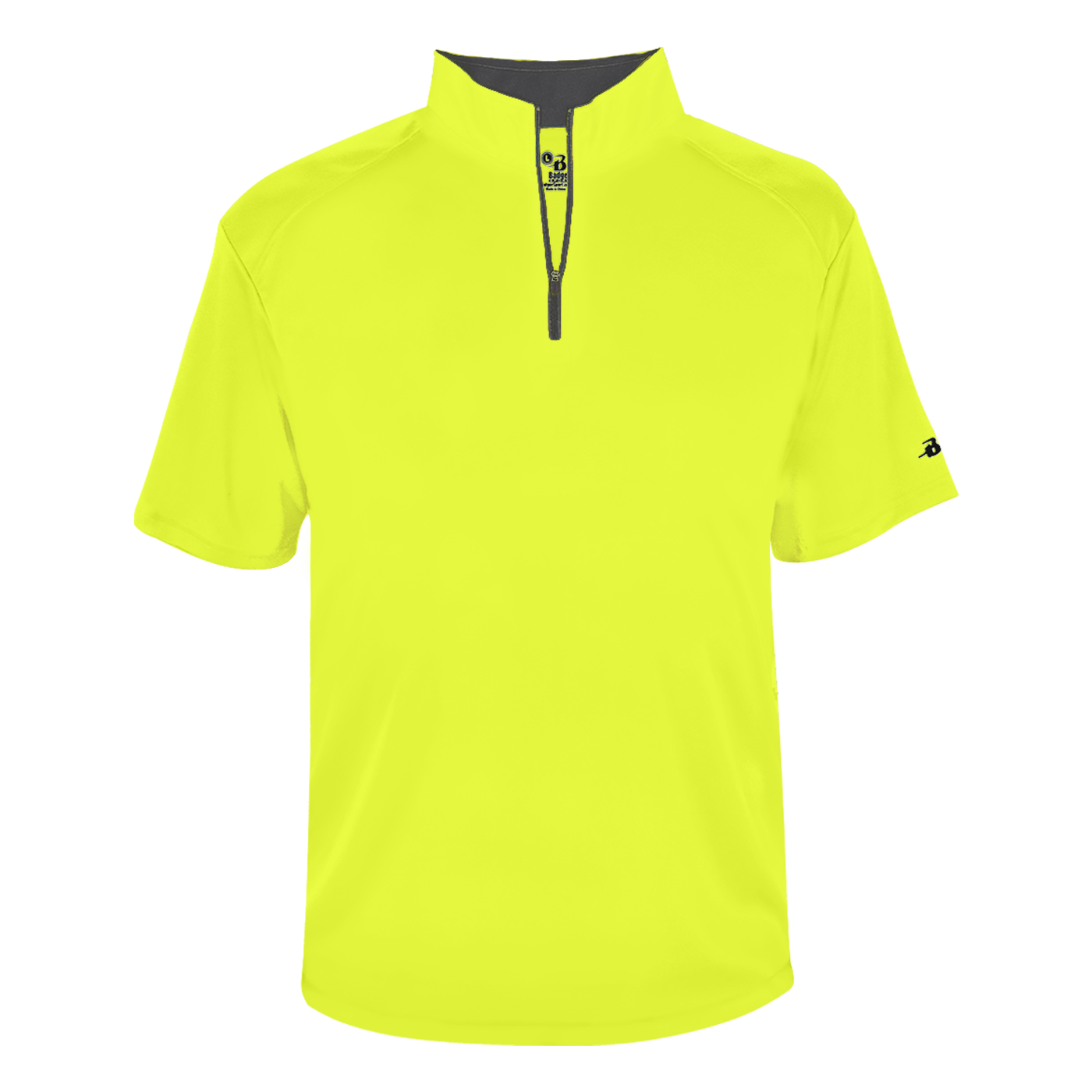 Yellow short-sleeve shirt with a brand logo on a white background