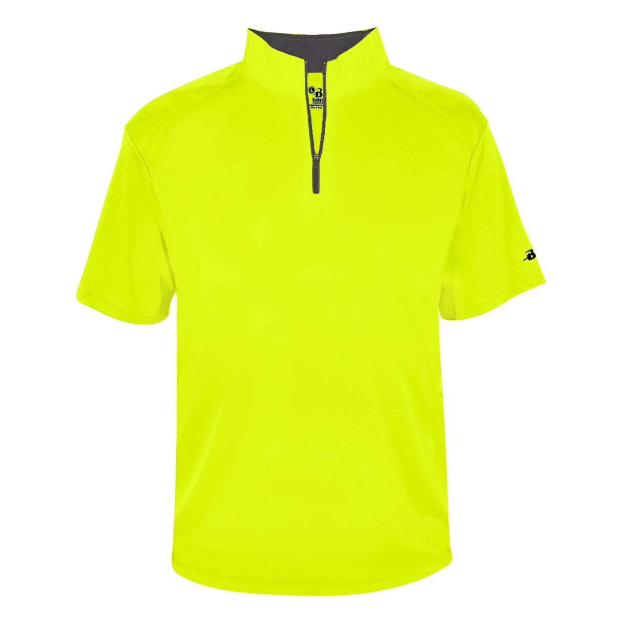 Yellow short-sleeve shirt with a brand logo on a white background